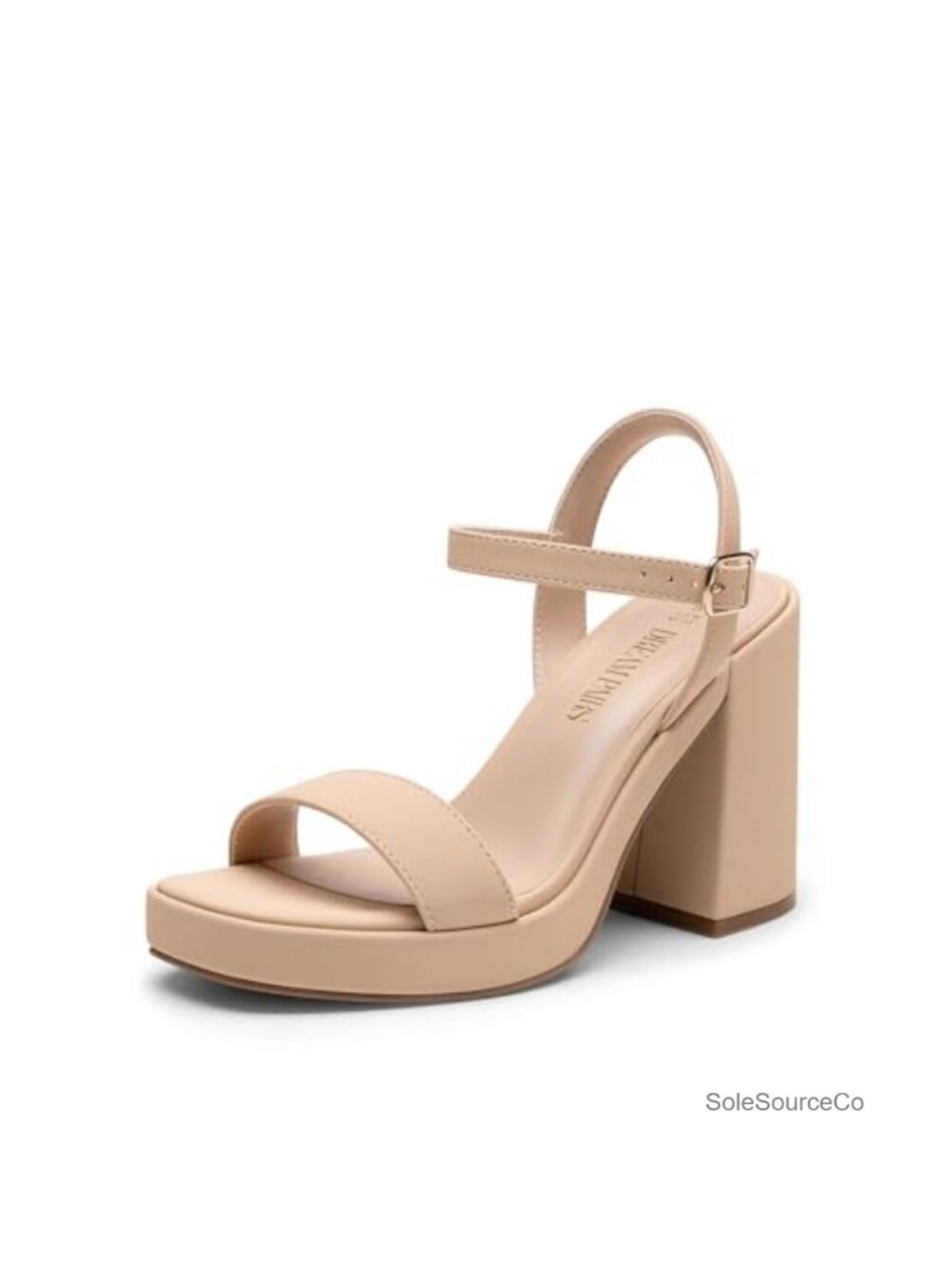 Platform Heels Block Chunky Heeled Sandals Women Open Toe Ankle Strap Faux